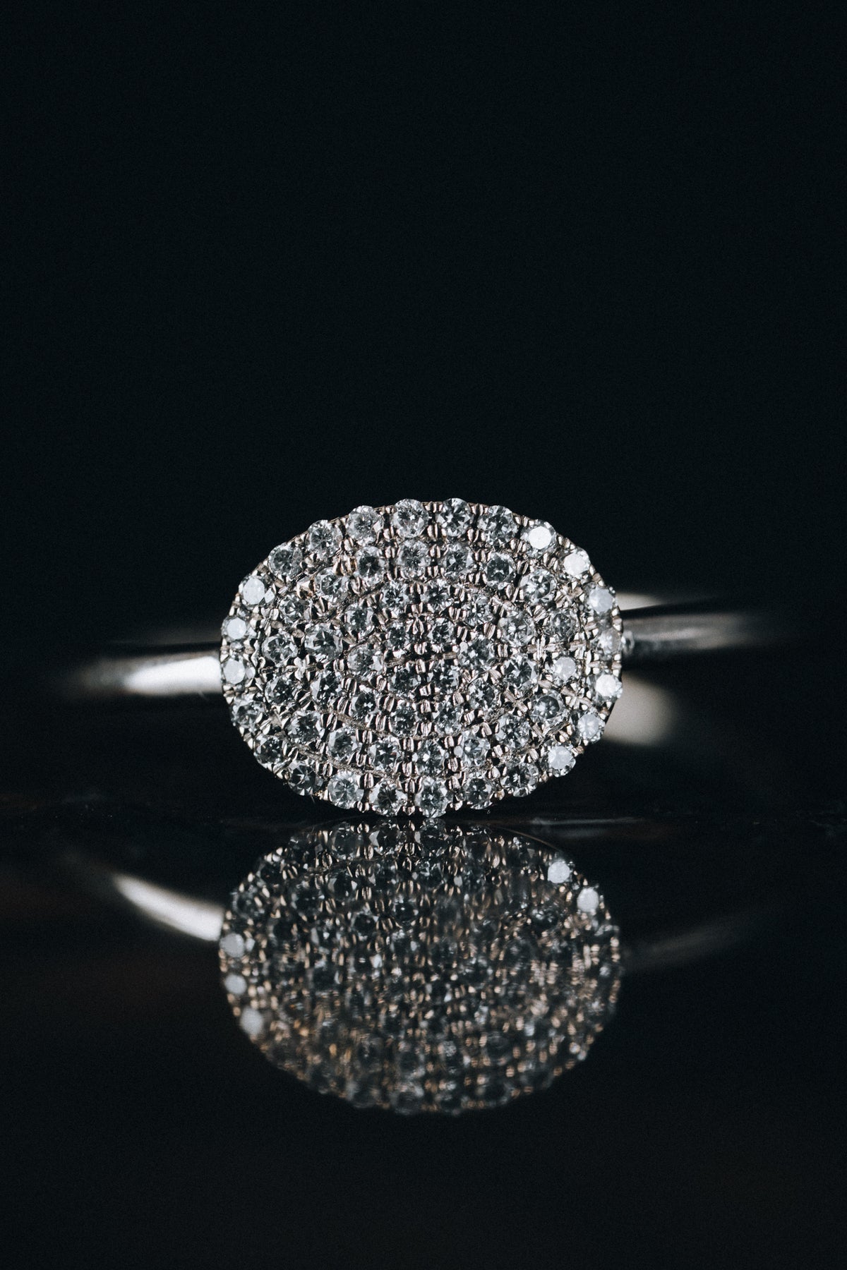 14k White Gold Pave&#39; White Diamond Ring