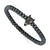 Men's Stainless Steel Antiqued Wolf Head Matte 6.5mm Hematite Beaded 7.25 inch Stretch Bracelet