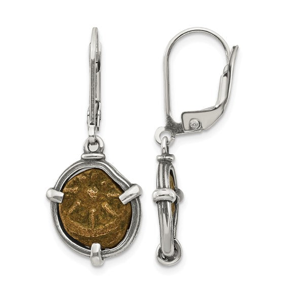 Sterling Silver Ancient Widow's Mite Coin Earrings