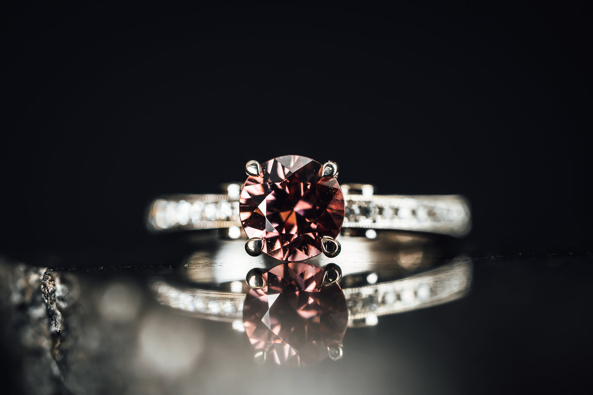 14k White Gold and Spiced Zircon Diamond Ring