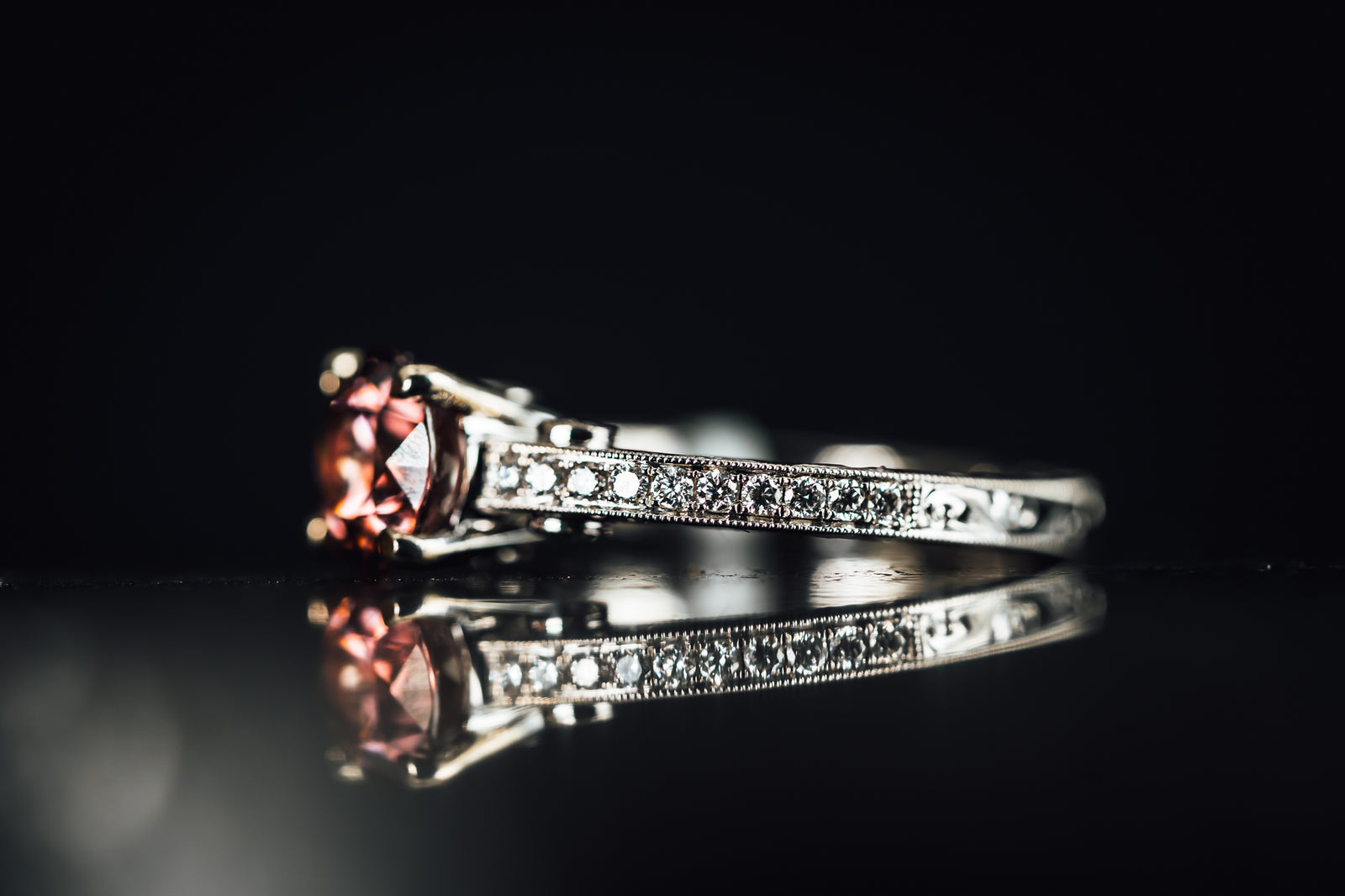 14k White Gold and Spiced Zircon Diamond Ring