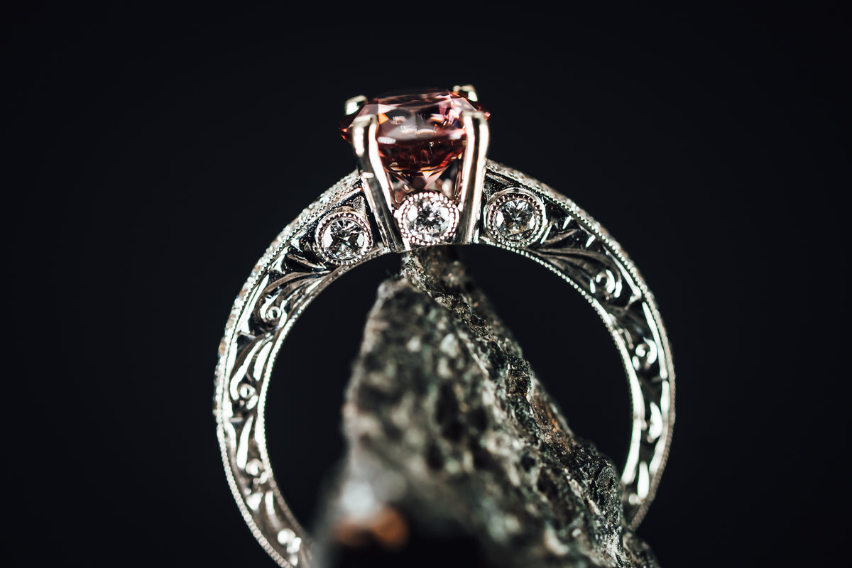 14k White Gold and Spiced Zircon Diamond Ring