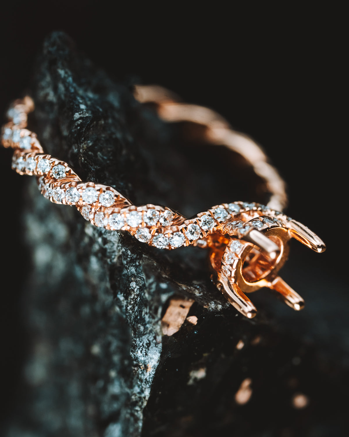 14k Rose Gold and Diamond Mounting