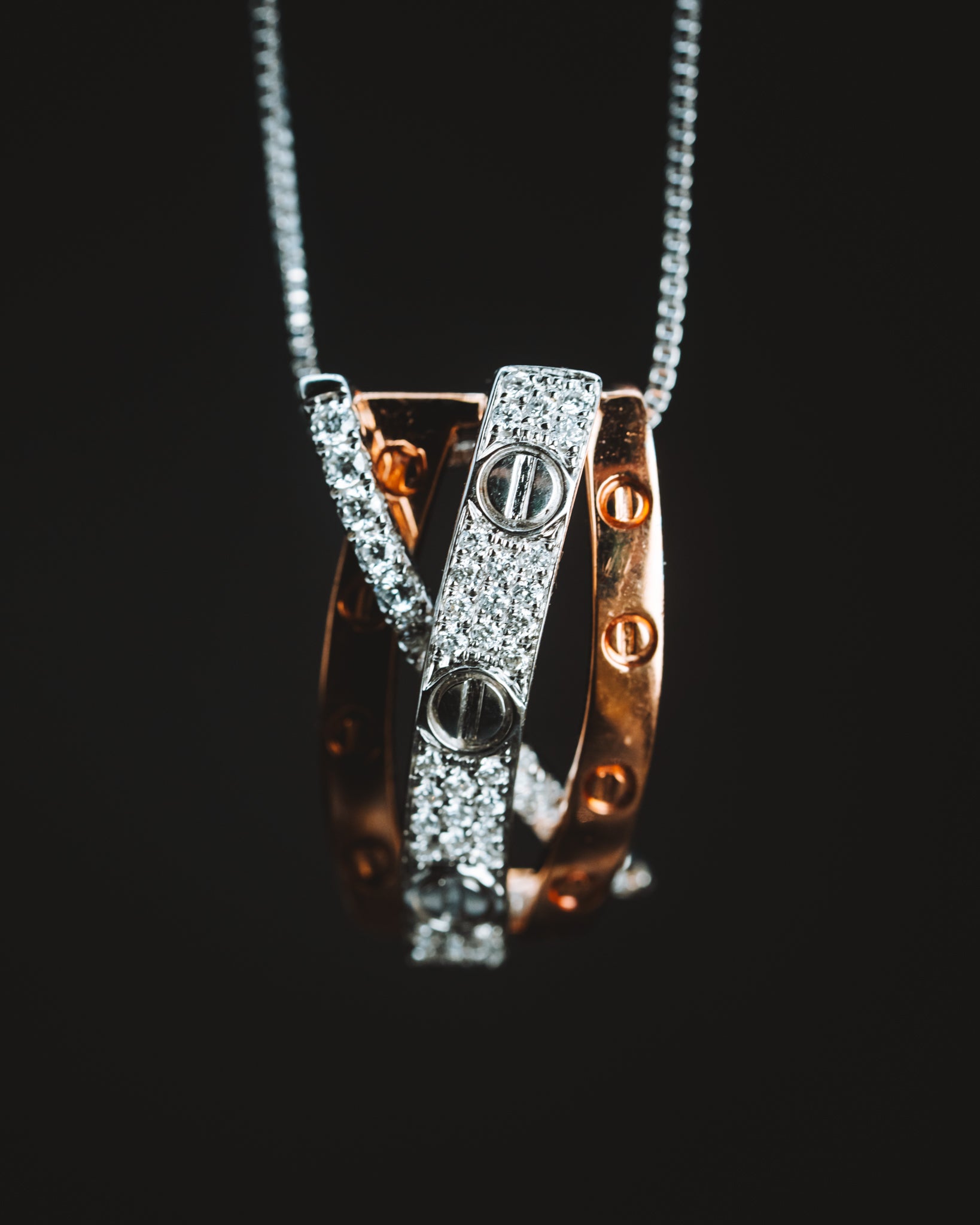 14k White and Rose Gold Diamond Pendant