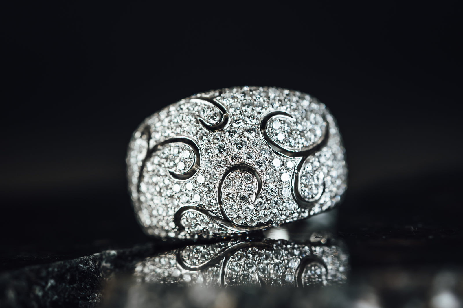 14k White Gold Pave' Diamond Ring