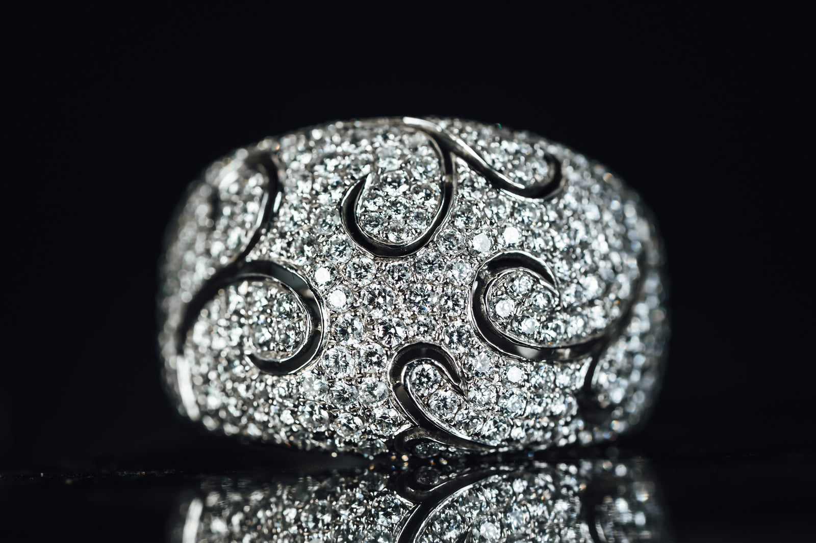 14k White Gold Pave' Diamond Ring