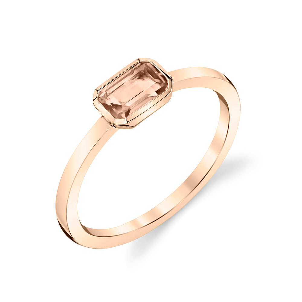 14k Rose Gold Morganite East West Solitaire Ring