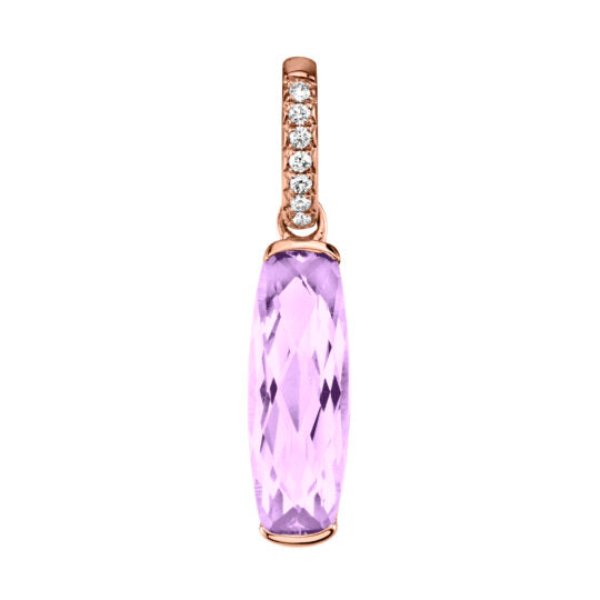 14k Rose Gold Amethyst and Diamond Pendant