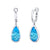 14k White Gold Blue Topz Drop Earrings