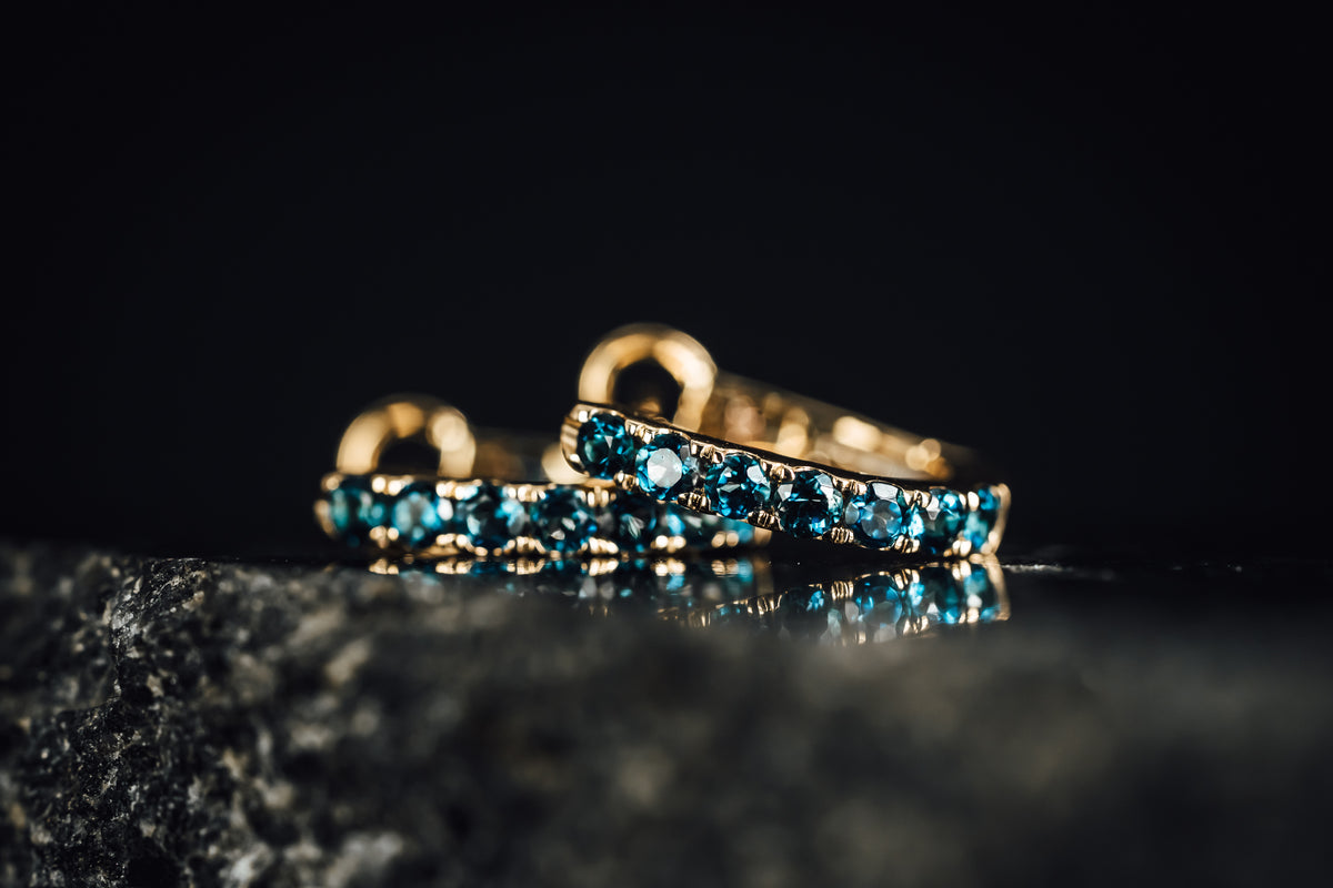 14k Yellow Gold London Blue Topaz Drop Earrings