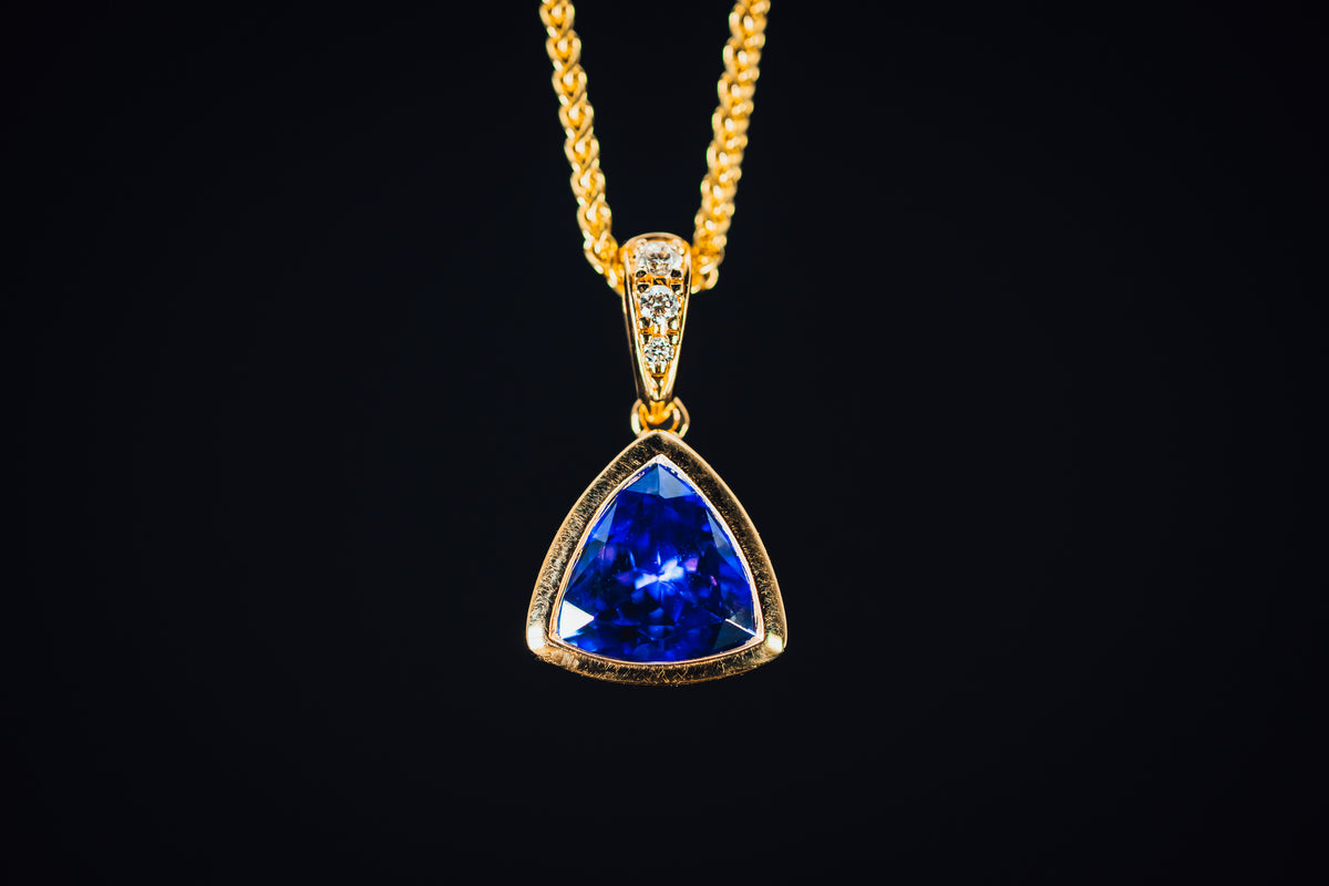 14k Yellow Gold Tanzanite and Diamond Pendant