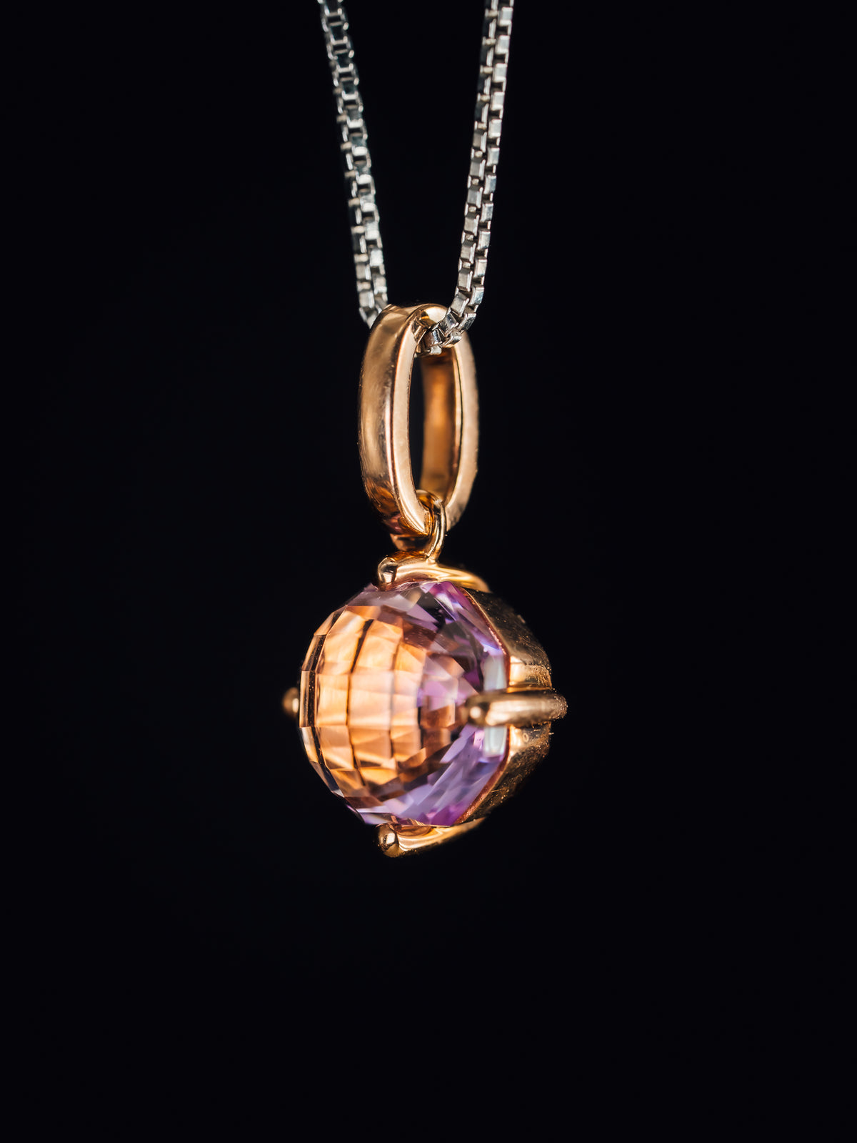 14k Rose Gold Amethyst Pendant