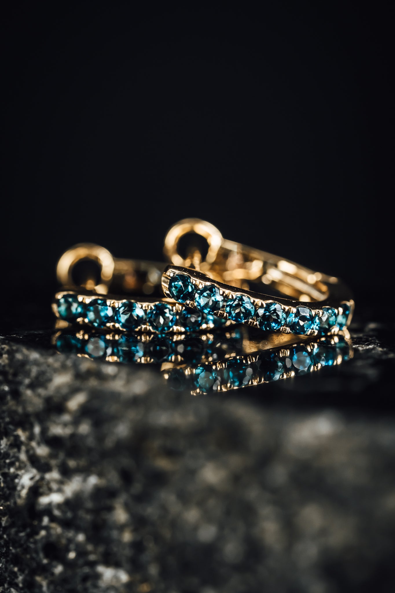 14k Yellow Gold London Blue Topaz Drop Earrings