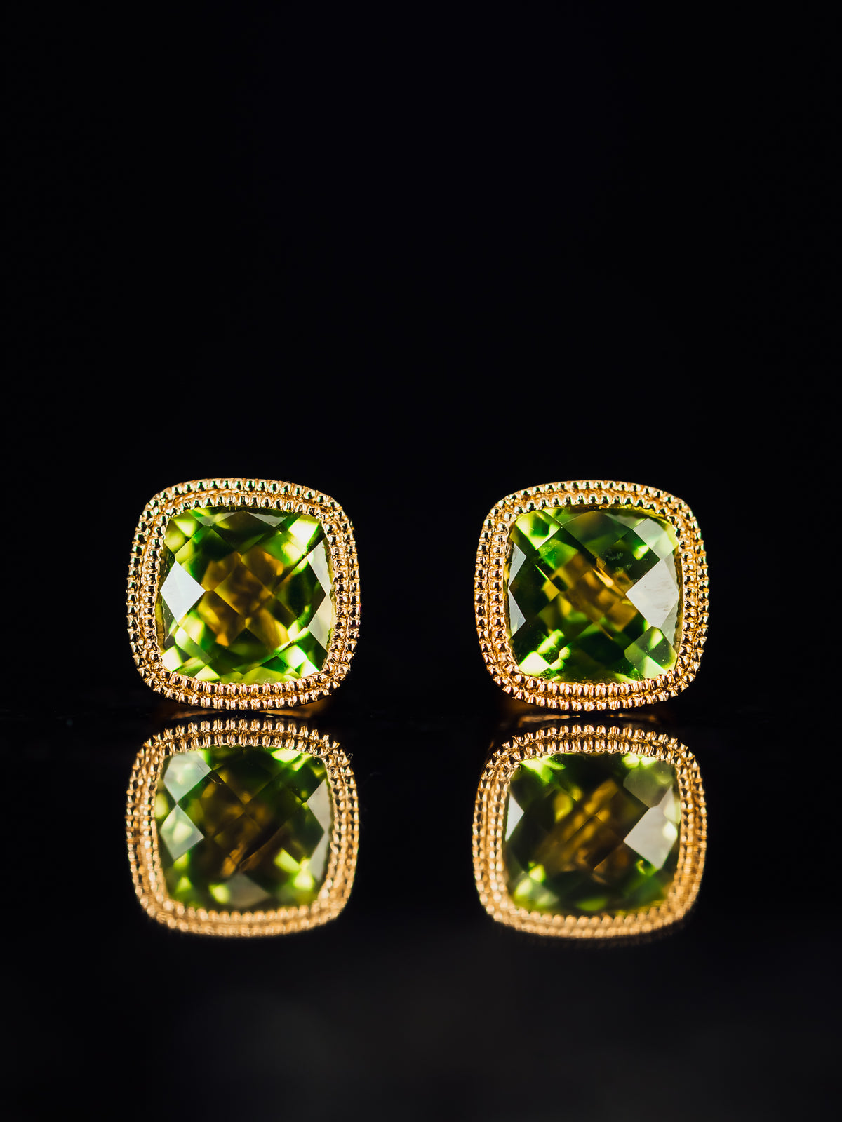 14k Yellow Gold Peridot Earrings