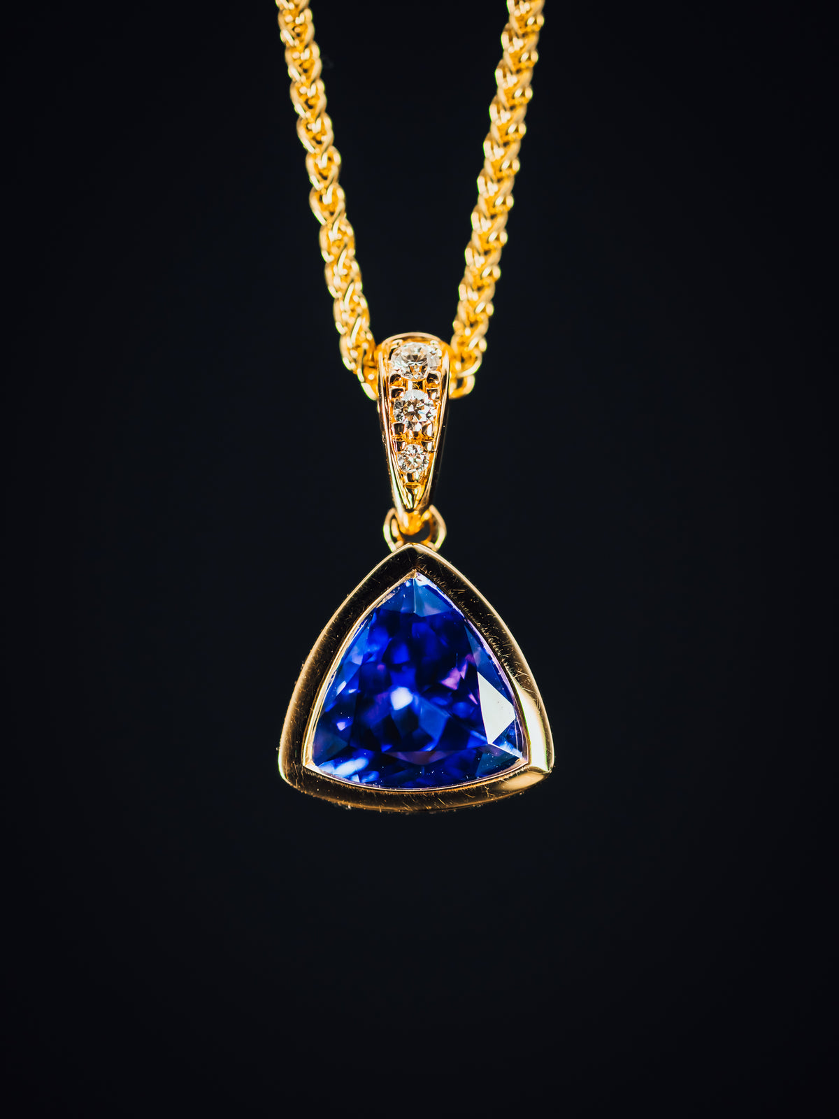 14k Yellow Gold Tanzanite and Diamond Pendant
