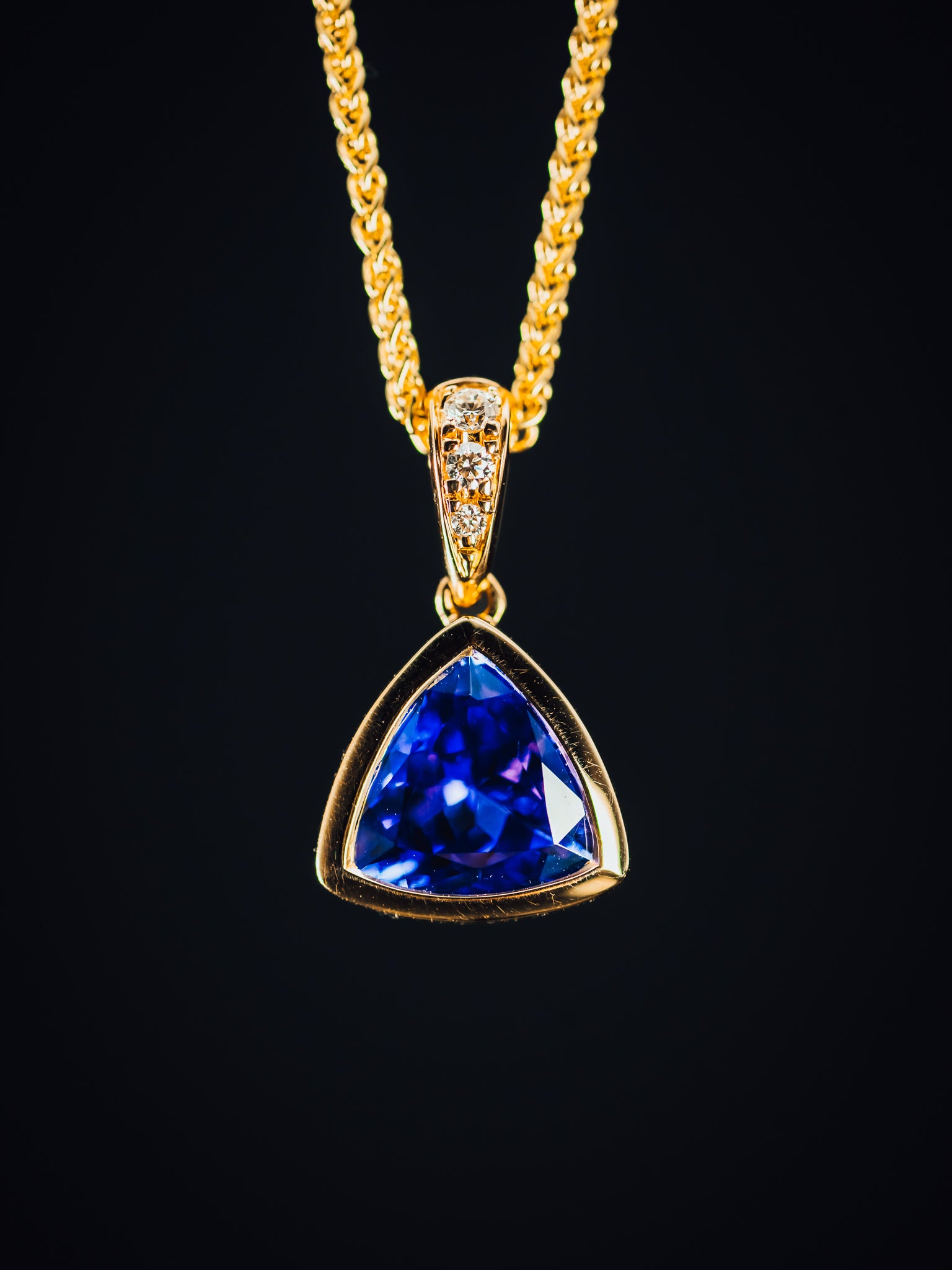 14k Yellow Gold Tanzanite and Diamond Pendant