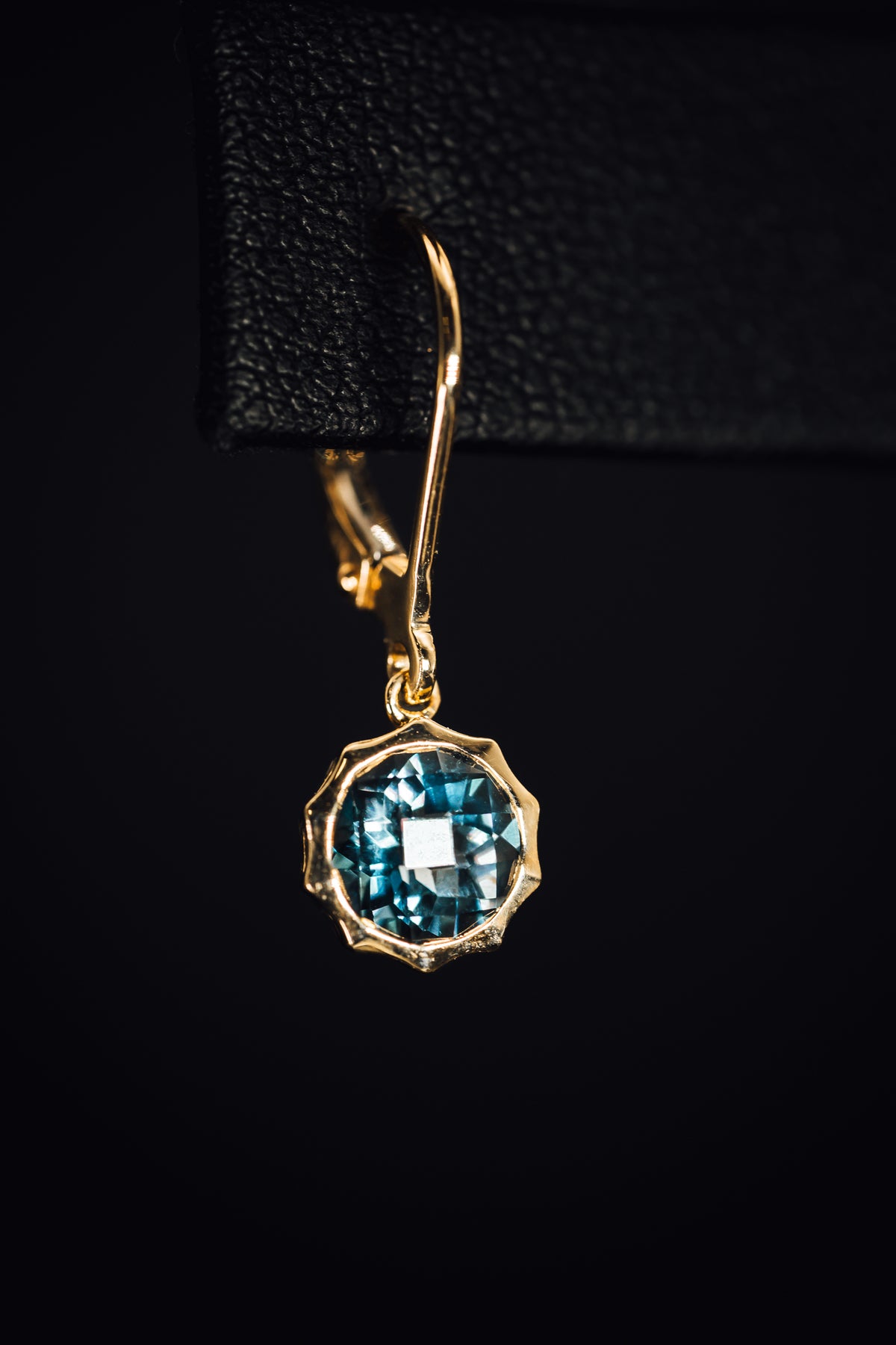 14k Yellow Gold London Blue Topaz Drop Earrings