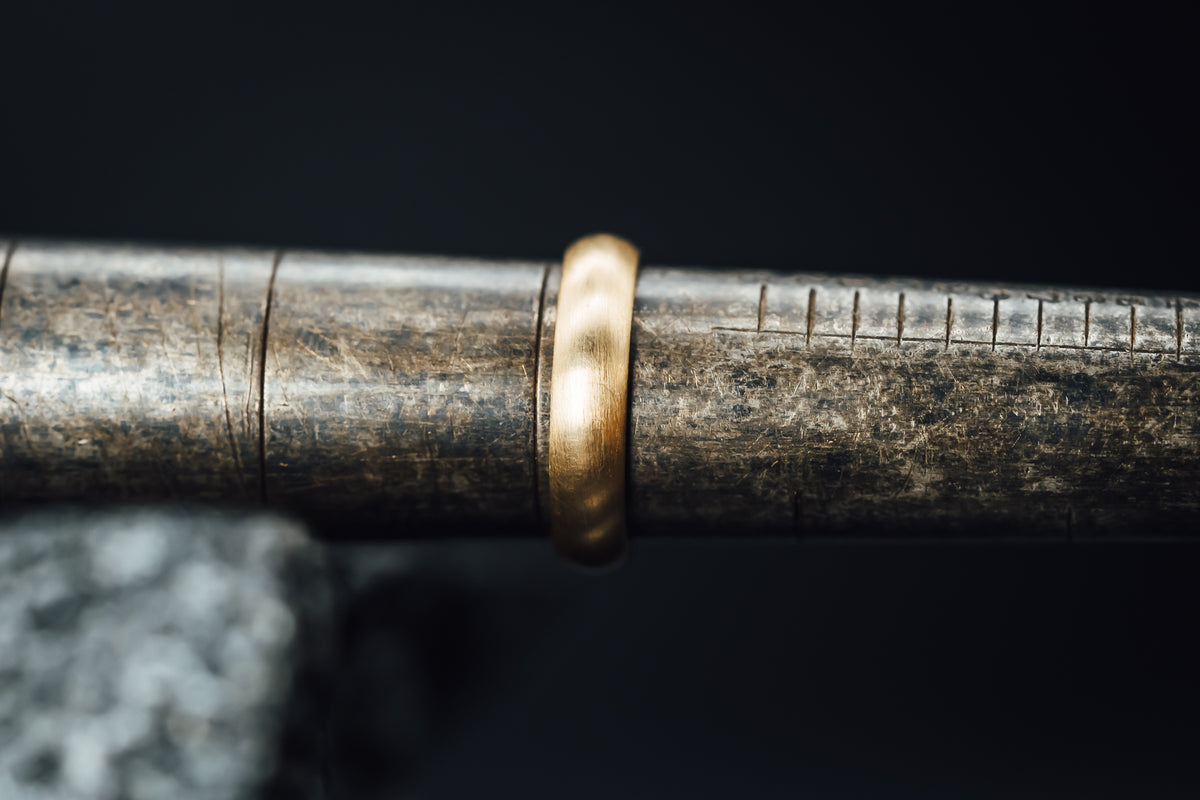 14k Yellow Gold Brushed Half Round Band