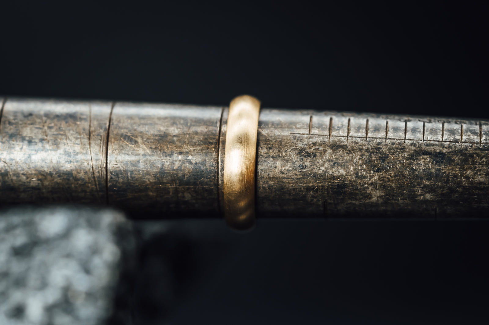 14k Yellow Gold Brushed Half Round Band