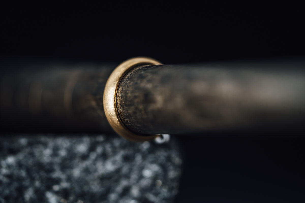 14k Yellow Gold Brushed Half Round Band