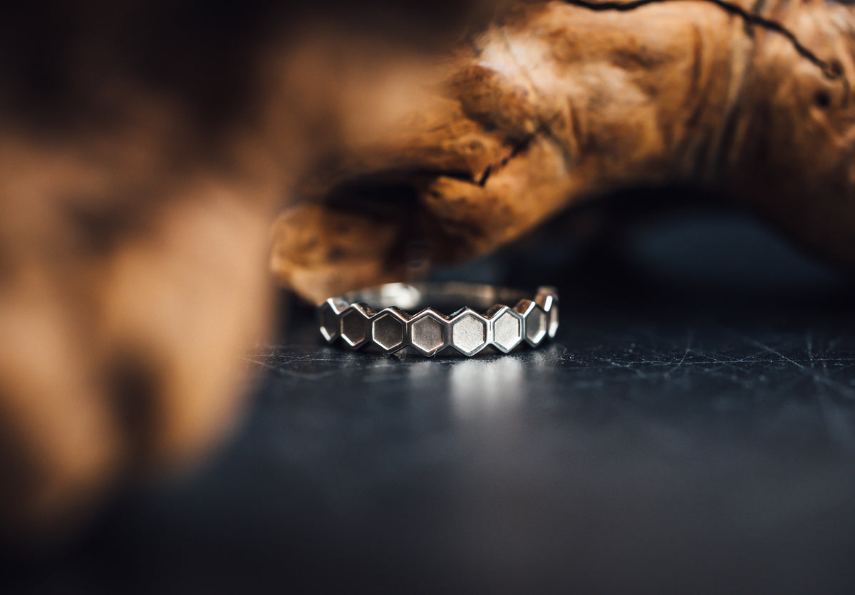 Sterling Silver Hexagon Ring