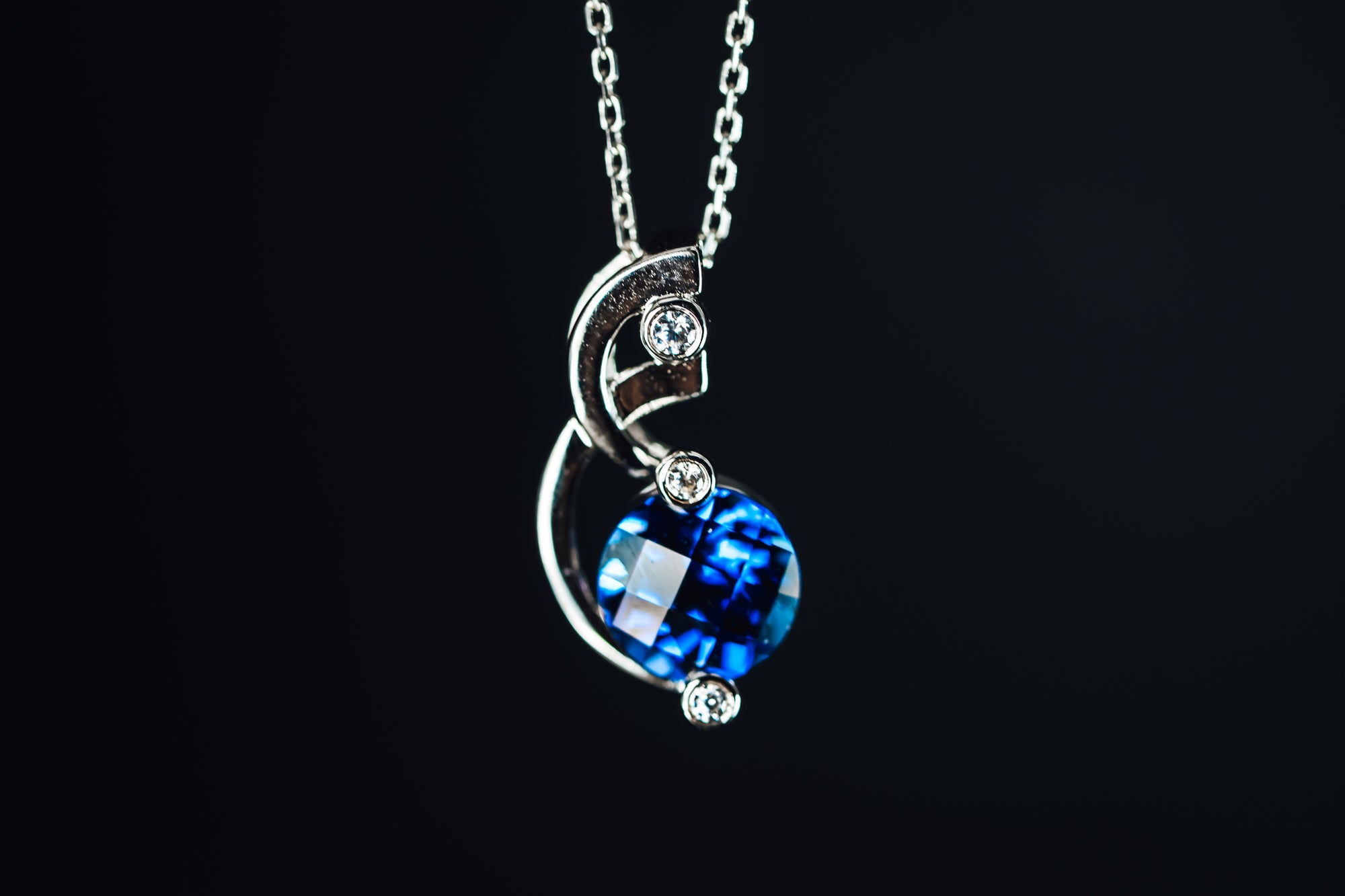 Sterling Silver Lab Grown Sapphire and CZ Earrings