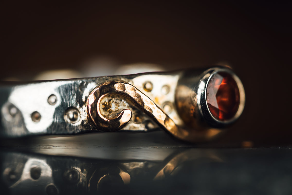 Sterling Silver and 10k Rose Gold Oregon Sunstone Ring