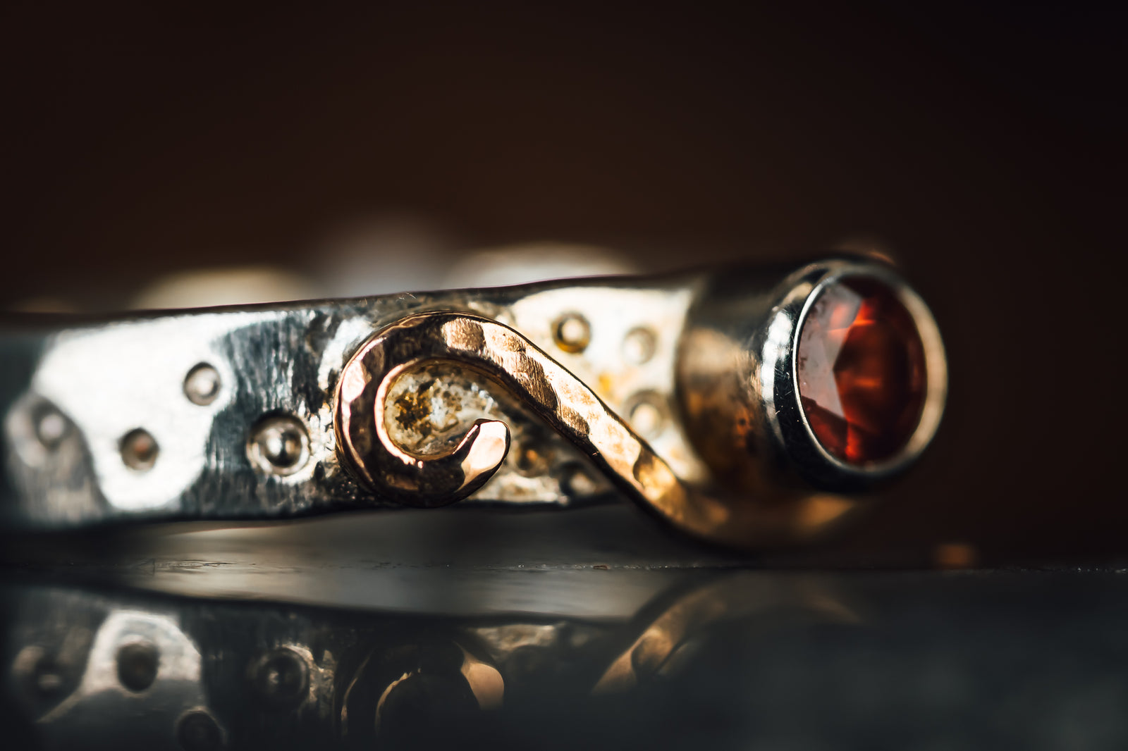 Sterling Silver and 10k Rose Gold Oregon Sunstone Ring