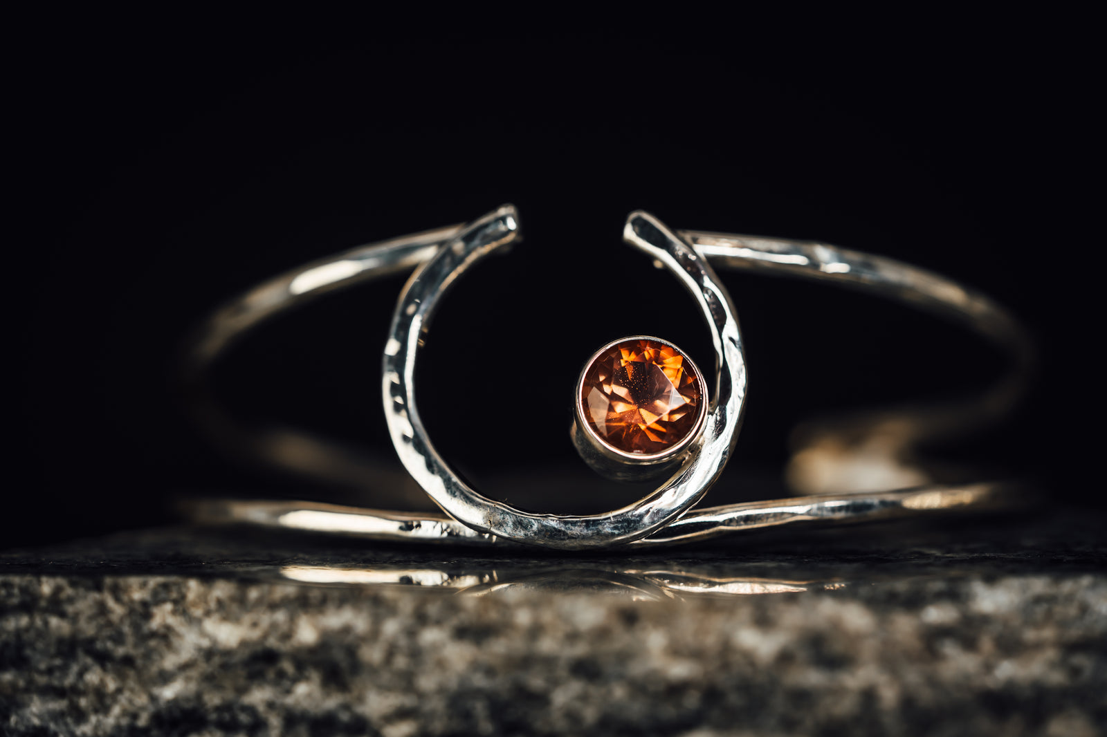 Sterling Silver Bezel Set Oregon Sunstone Bracelet