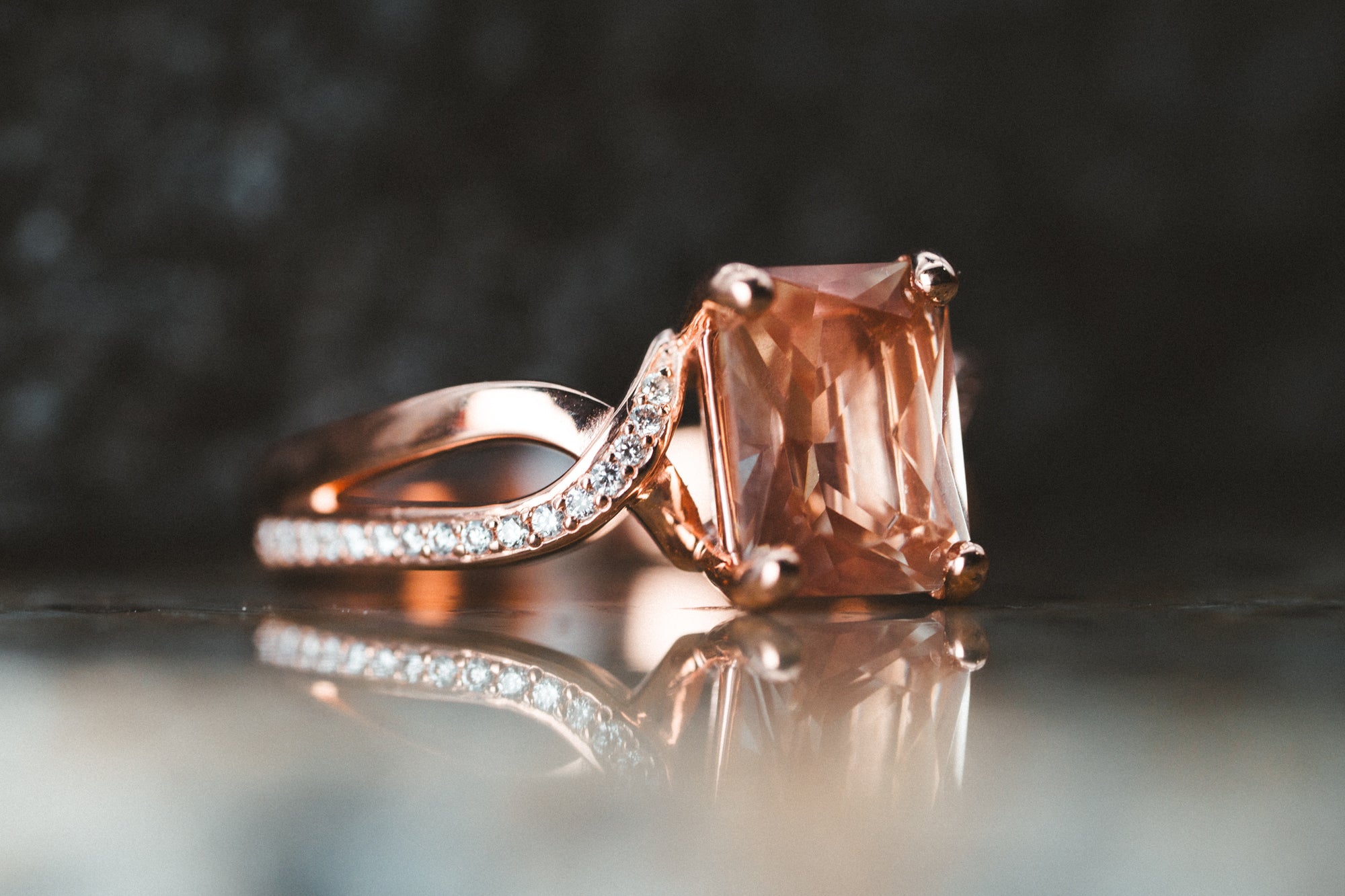 10k Rose Gold Oregon Sunstone and Diamond Ring