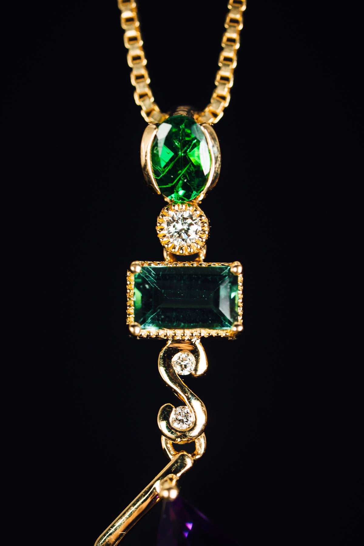 14k Yellow Gold Citrine and Diamond Pendant