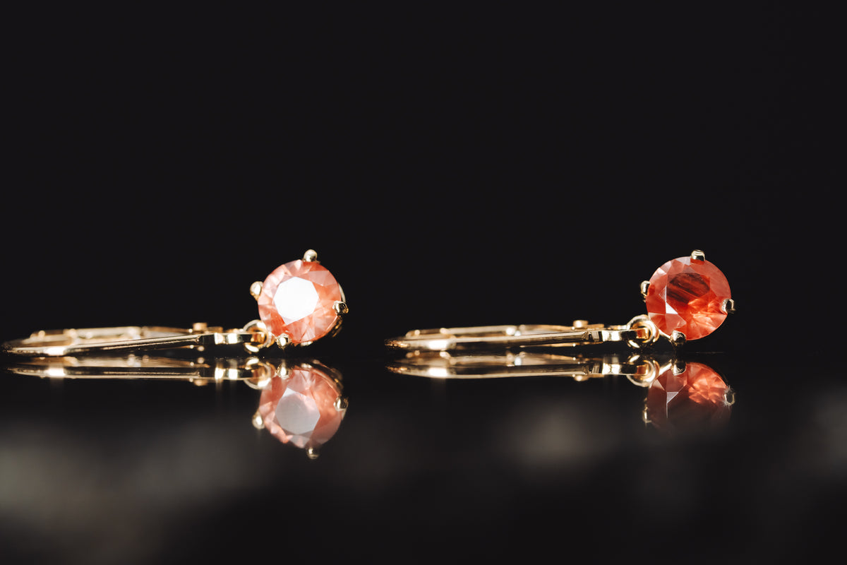 14k Yellow Gold Oregon Sunstone Drop Earrings