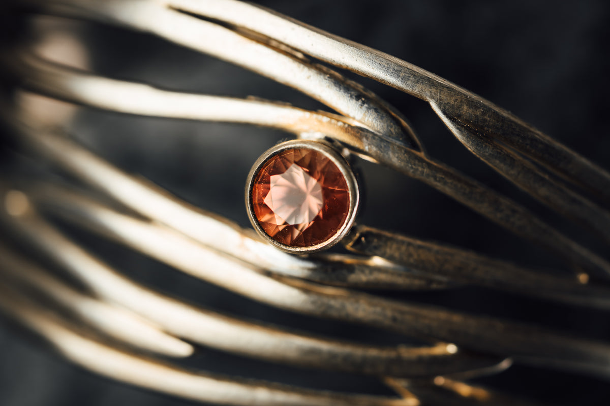 Sterling Silver Bezel Set Oregon Sunstone Bracelet