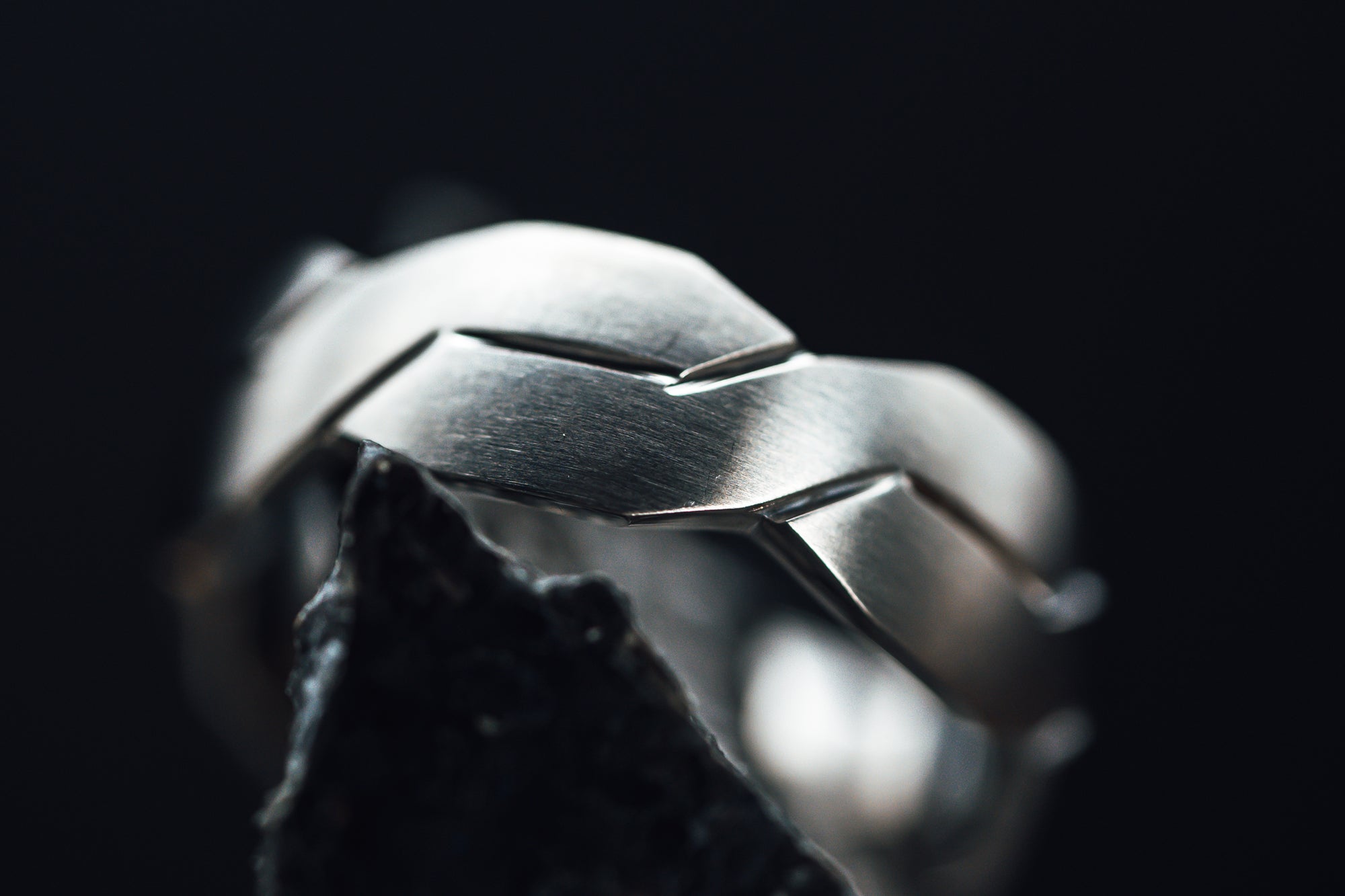 Titanium Interlocking Infinity Symbol Flat Brushed Men's Wedding Band With Polished Grooves