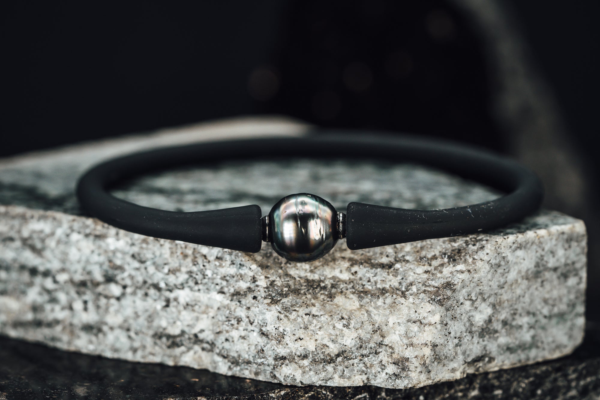 Rubber and Tahitian Pearl Bracelet