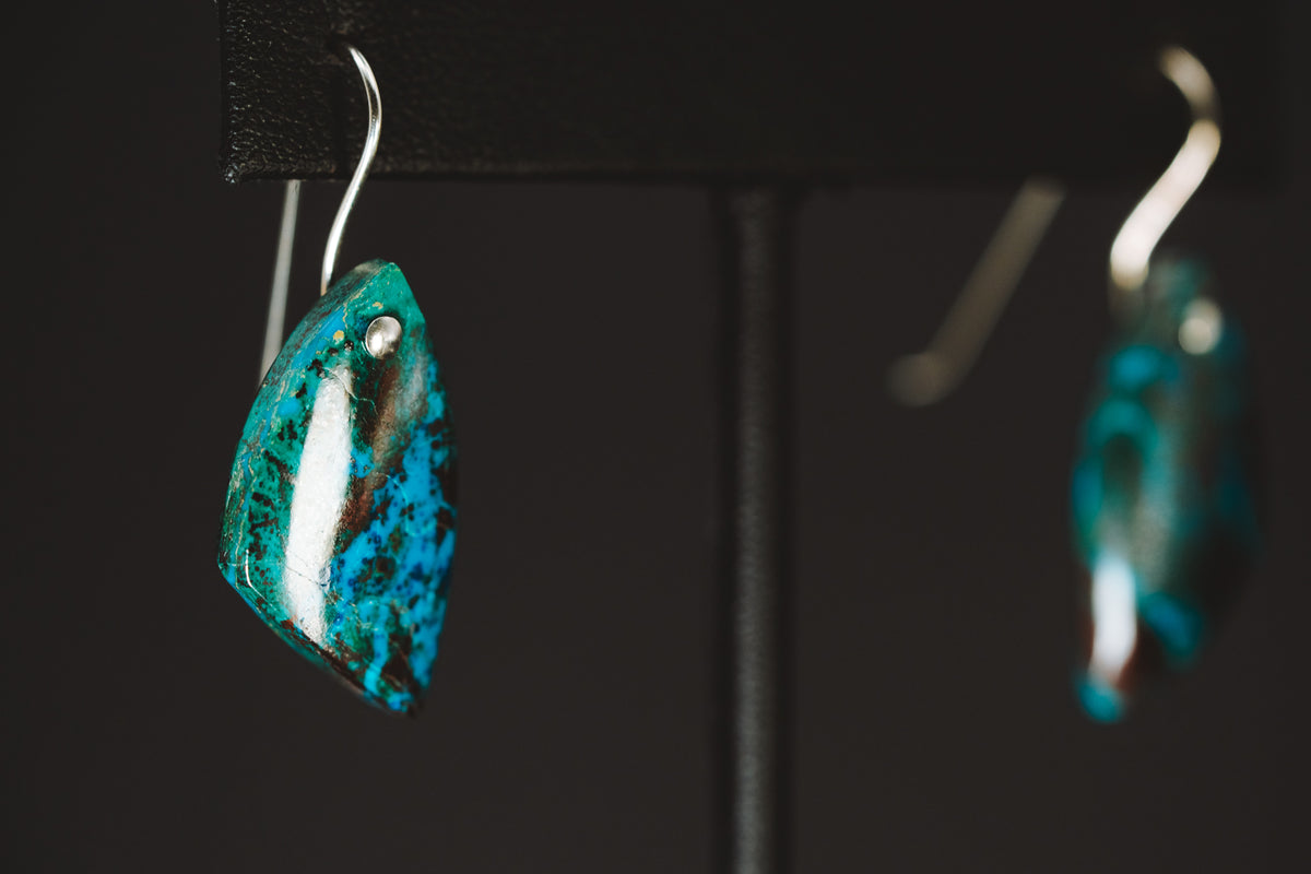 Sterling Silver Parrot Wing Turquoise Earrings