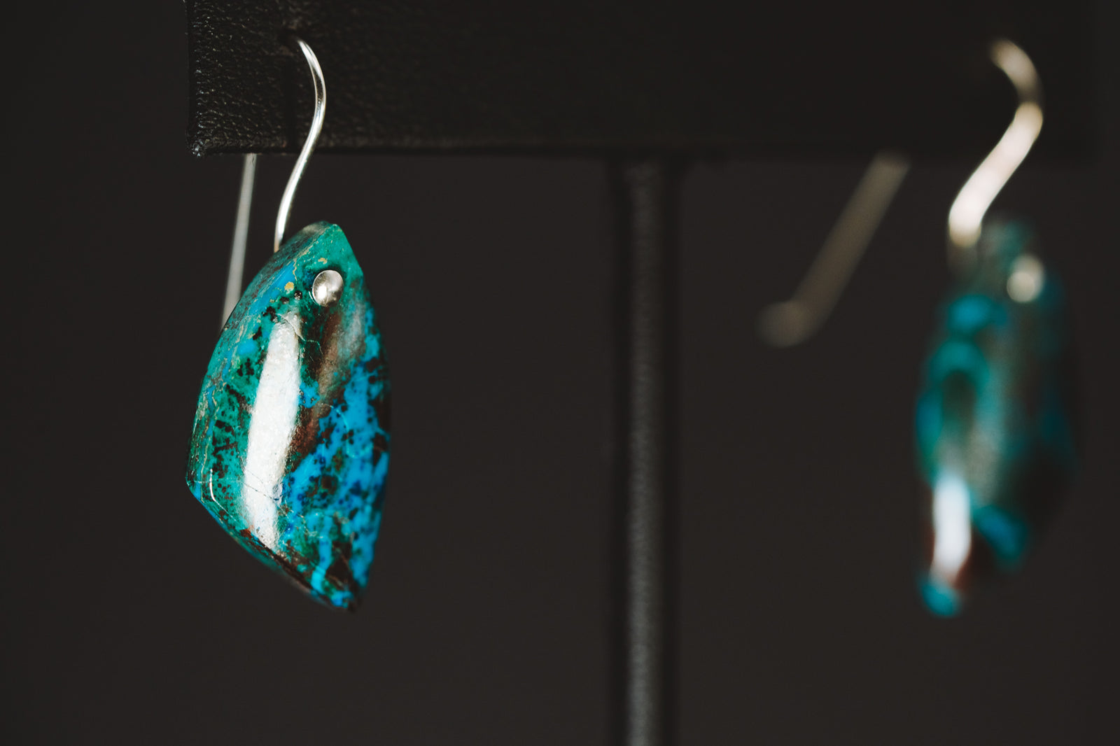 Sterling Silver Parrot Wing Turquoise Earrings