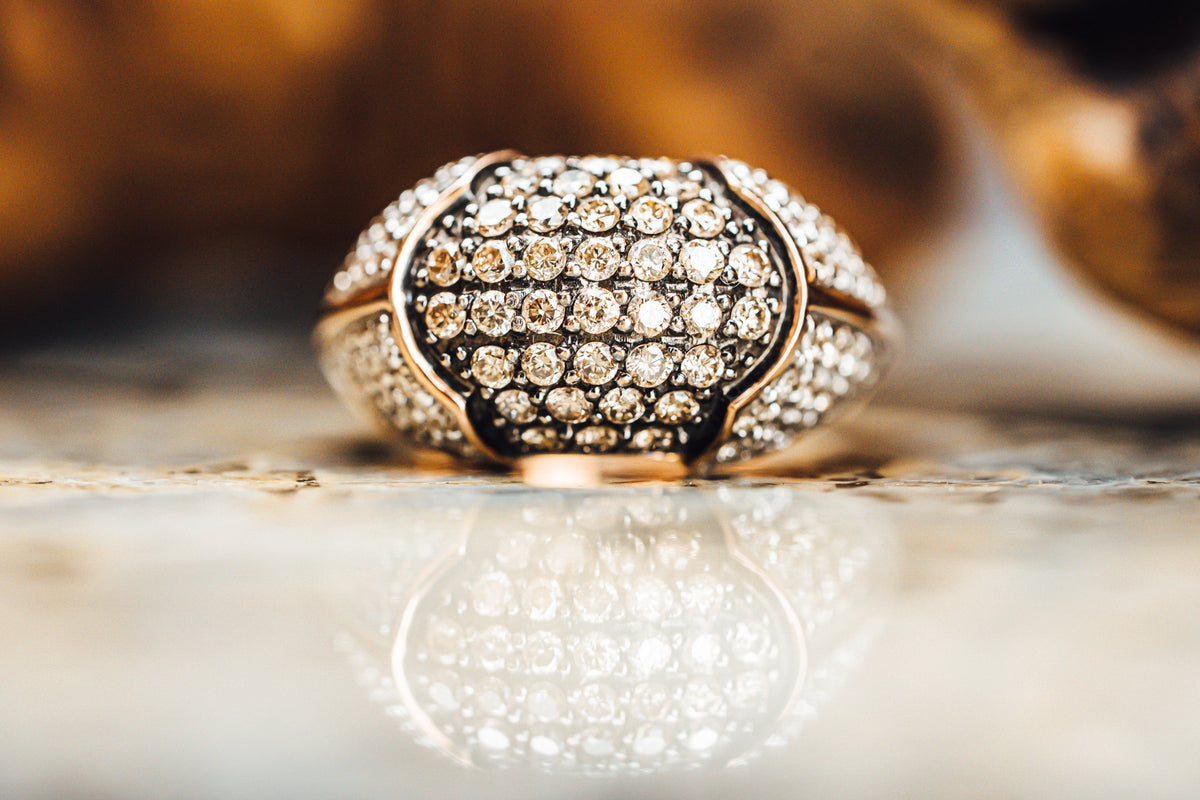 14k Rose Gold Pave&#39; Diamond Ring