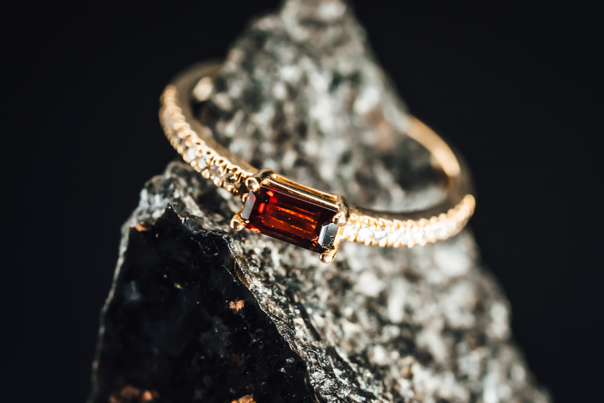 10k Yellow Gold Mozambique Garnet and Diamond Ring