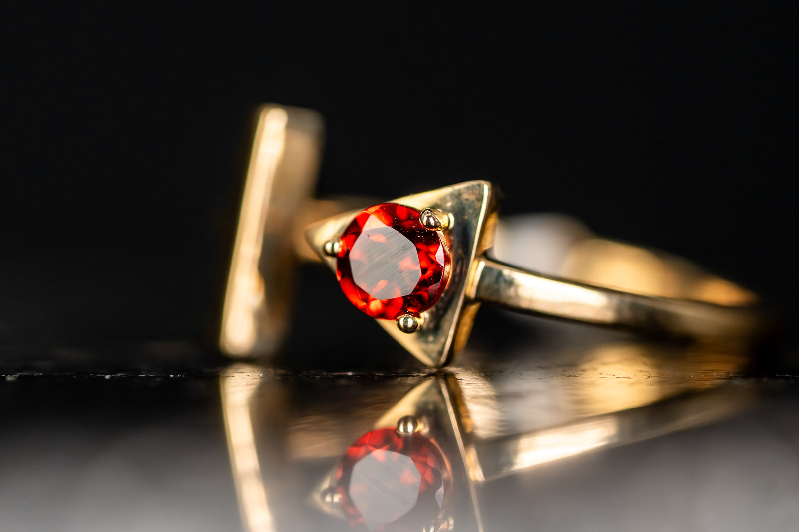 14k Yellow Gold Mozambique Garnet Ring