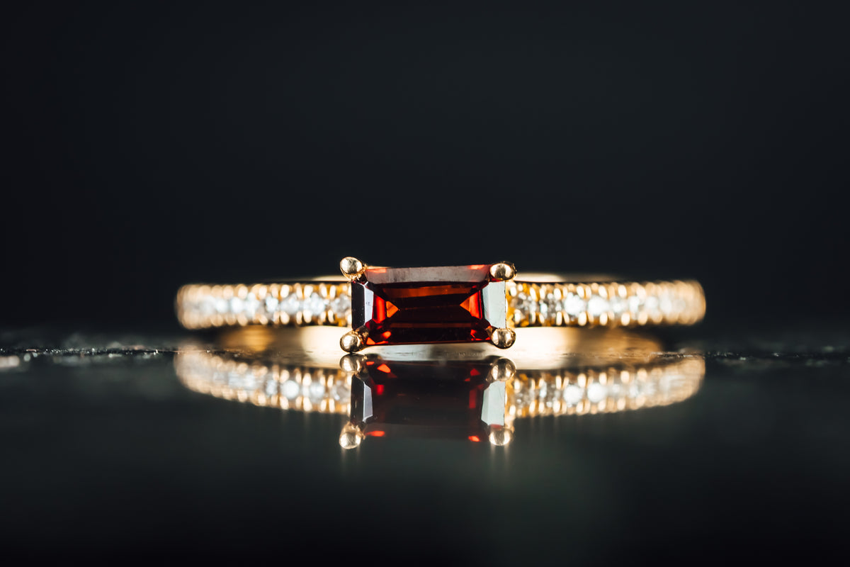 10k Yellow Gold Mozambique Garnet and Diamond Ring