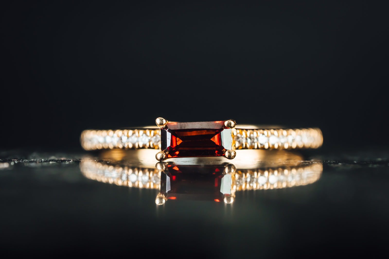 10k Yellow Gold Mozambique Garnet and Diamond Ring