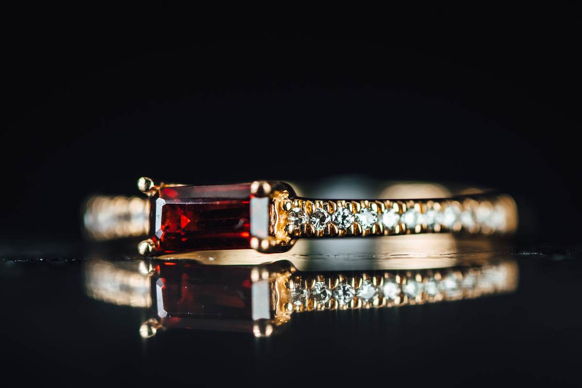 10k Yellow Gold Mozambique Garnet and Diamond Ring