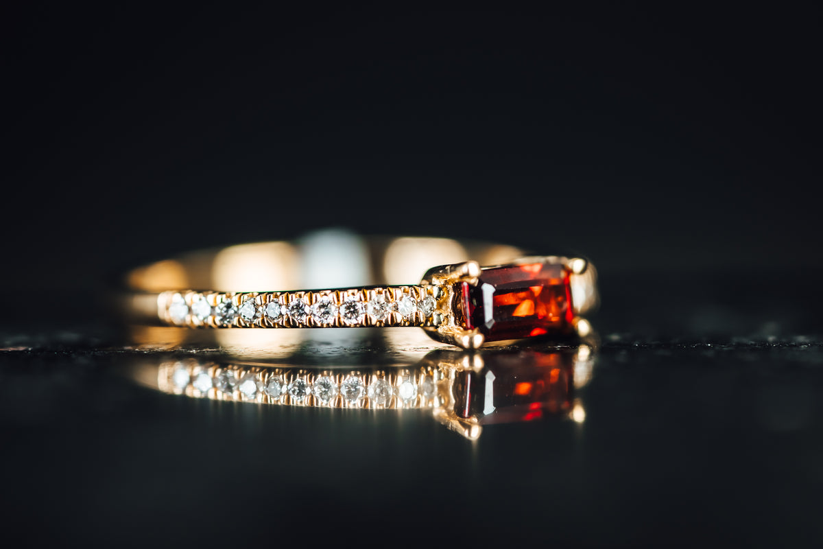 10k Yellow Gold Mozambique Garnet and Diamond Ring
