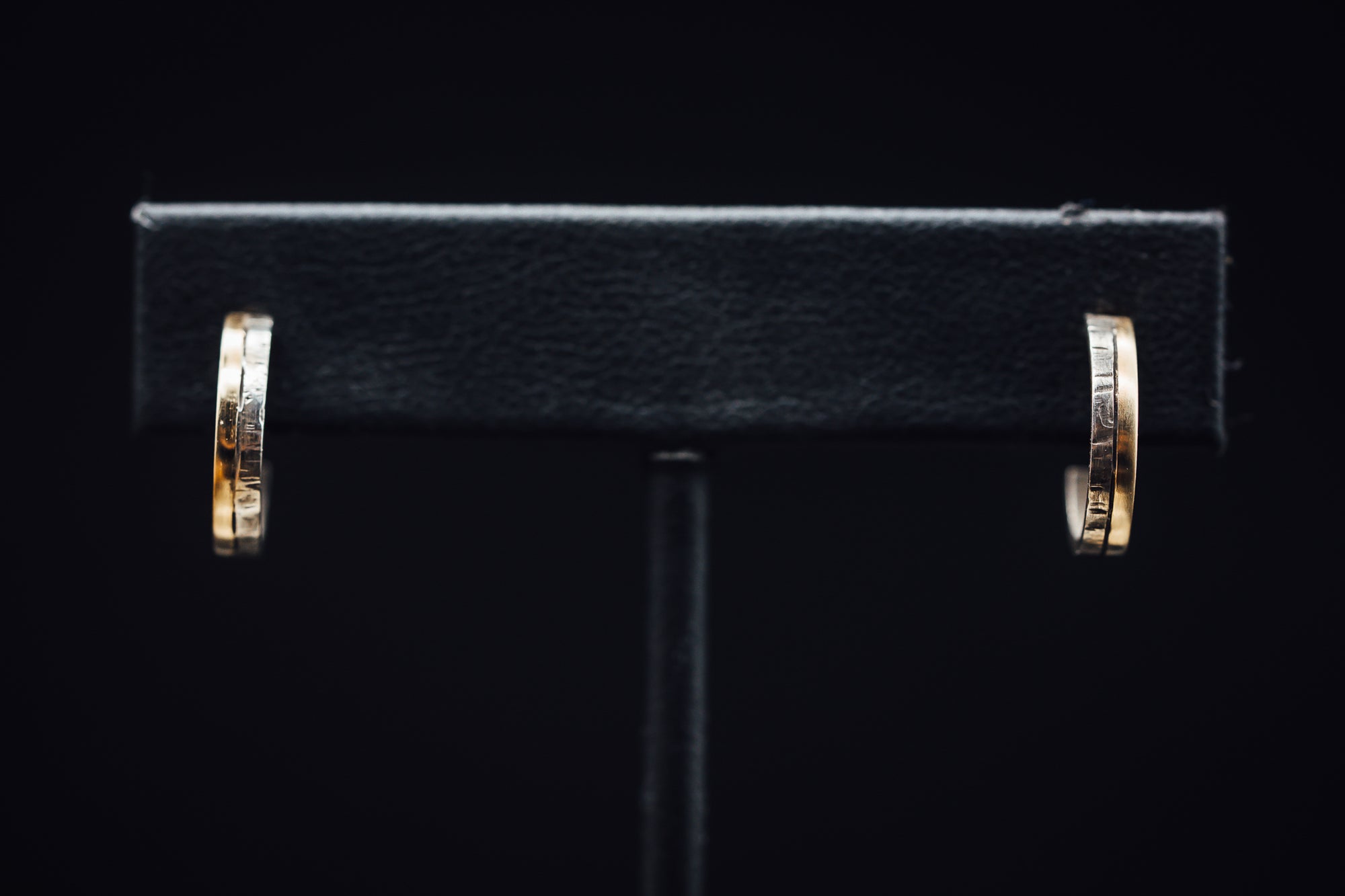14k Yellow Gold and Oxidized Sterling Silver Custom Hoop Earrings