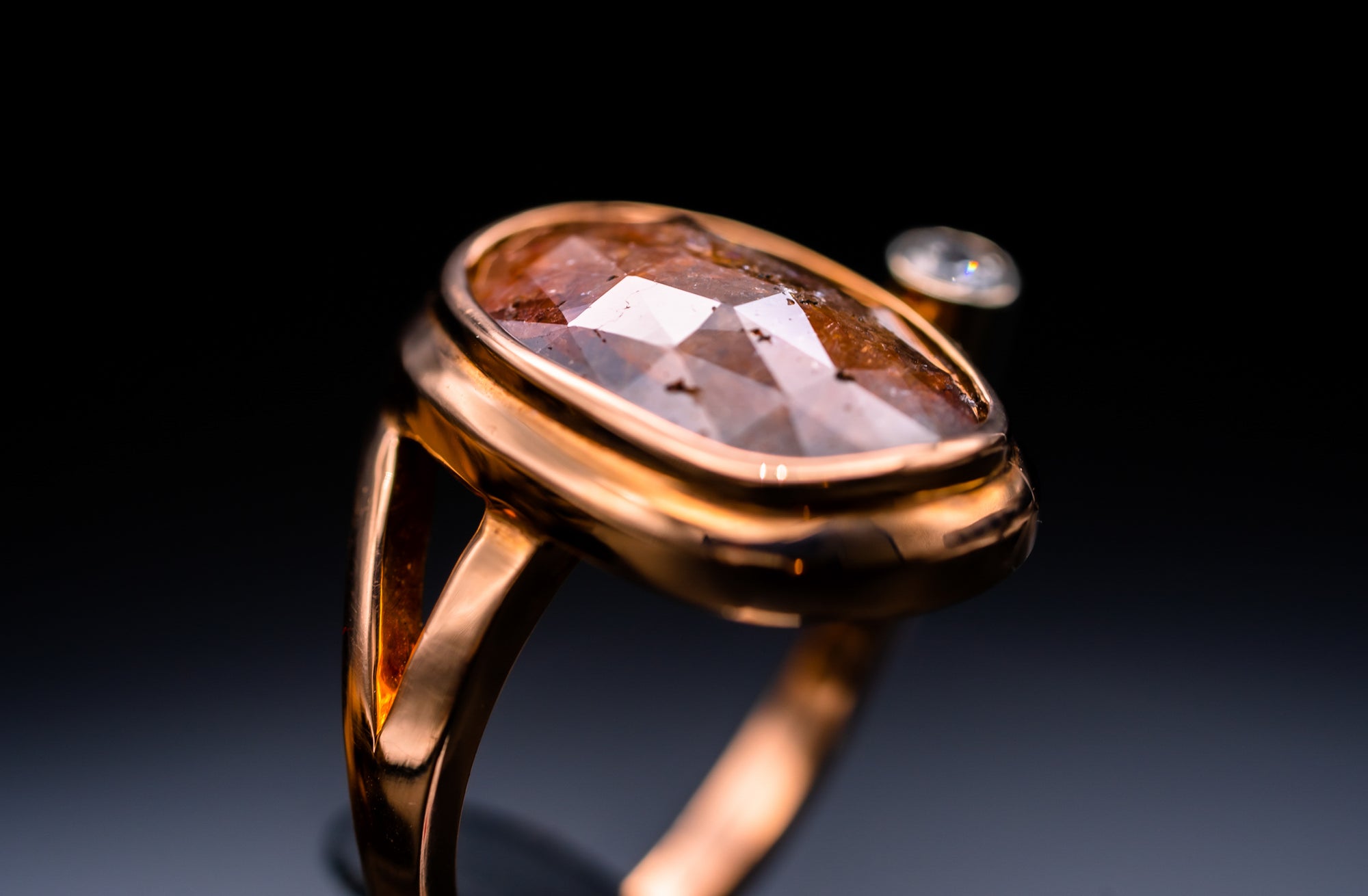 14k Rose Gold Raw Diamond Ring