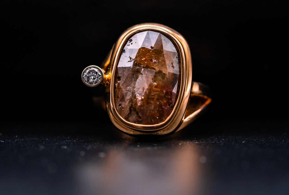 14k Rose Gold Raw Diamond Ring