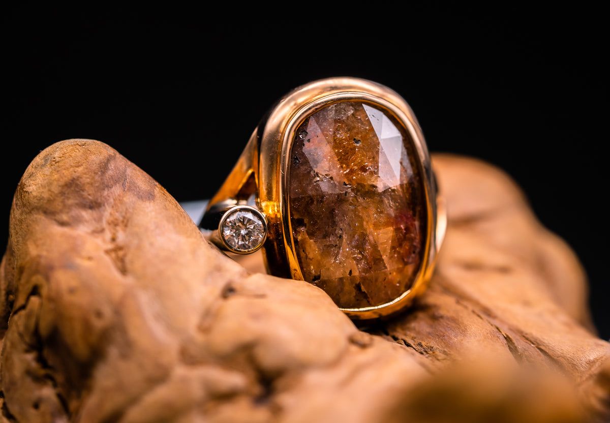 14k Rose Gold Raw Diamond Ring