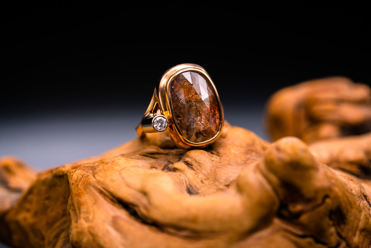 14k Rose Gold Raw Diamond Ring