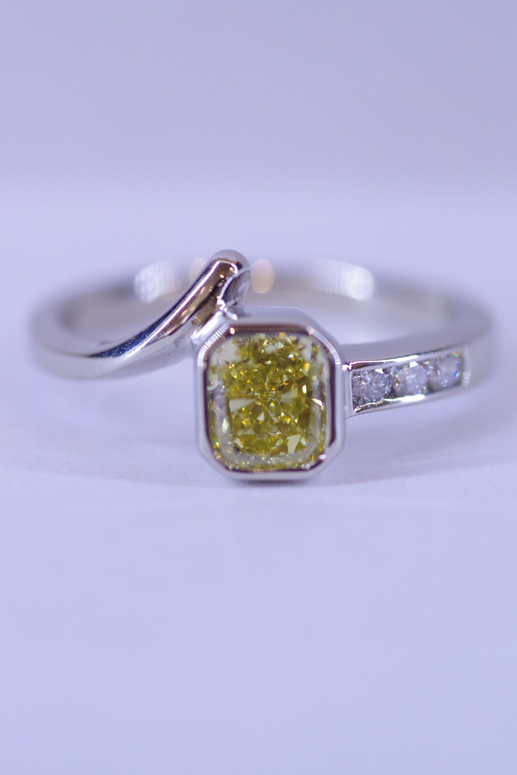 14k White Gold Yellow Diamond Ring